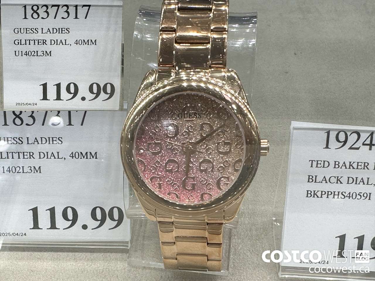 1837317 GUESS LADIES GLITTER DIAL, 40MM U1402L3M $119.99