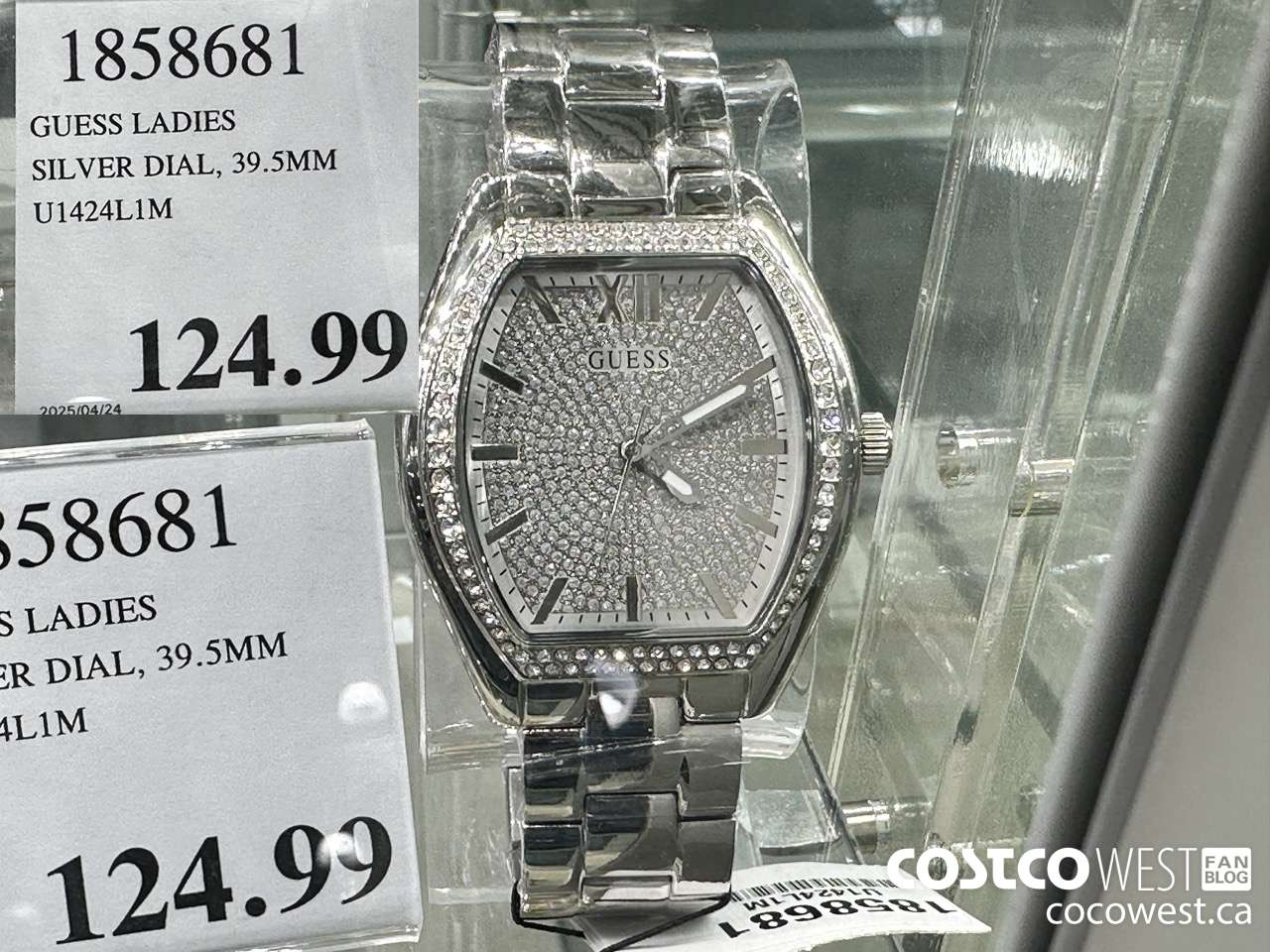 1858681 GUESS LADIES SILVER DIAL, 39.5MM U1424L1M $124.99