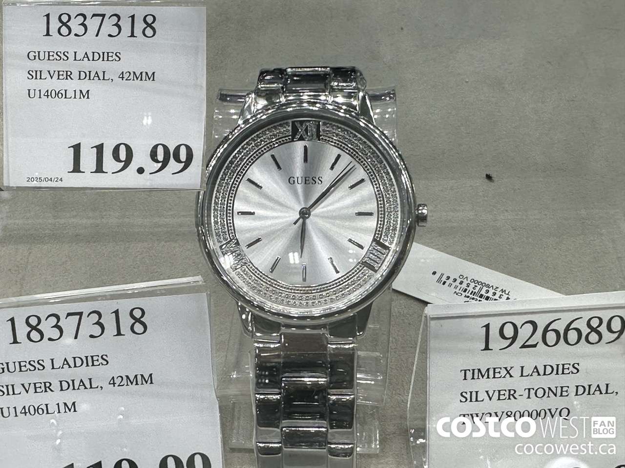 1837318 GUESS LADIES SILVER DIAL 42MM U1406L1M $119.99