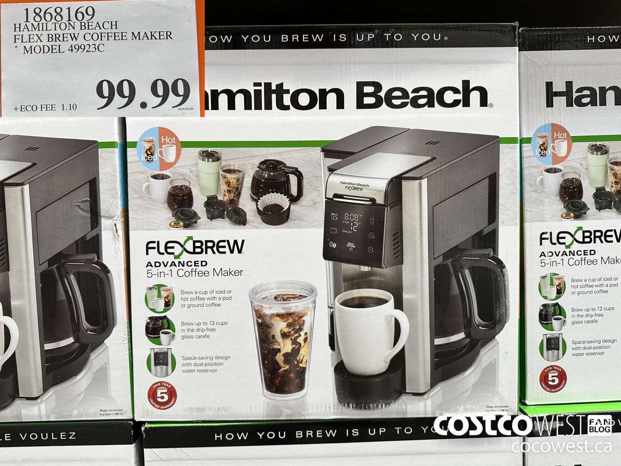 1868169 HAMILTON BEACH FLEX BREW COFFEE MAKER MODEL 49923C $99.99