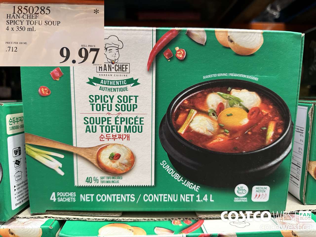 1850285 HAN-CHEF SPICY TOFU SOUP 4 X 350ML $9.97
