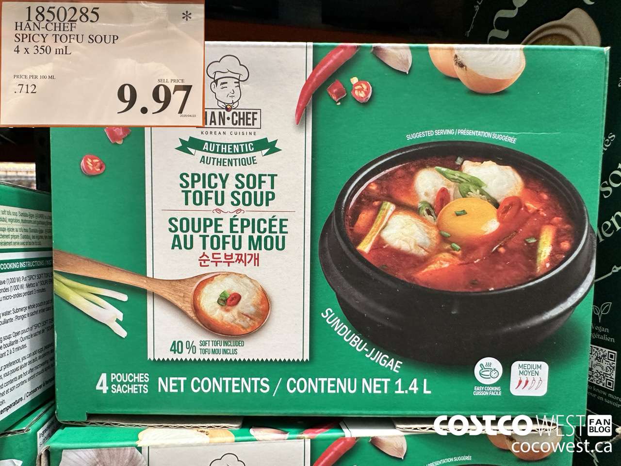 1850285 HAN-CHEF SPICY TOFU SOUP 4 X 350ML $9.97