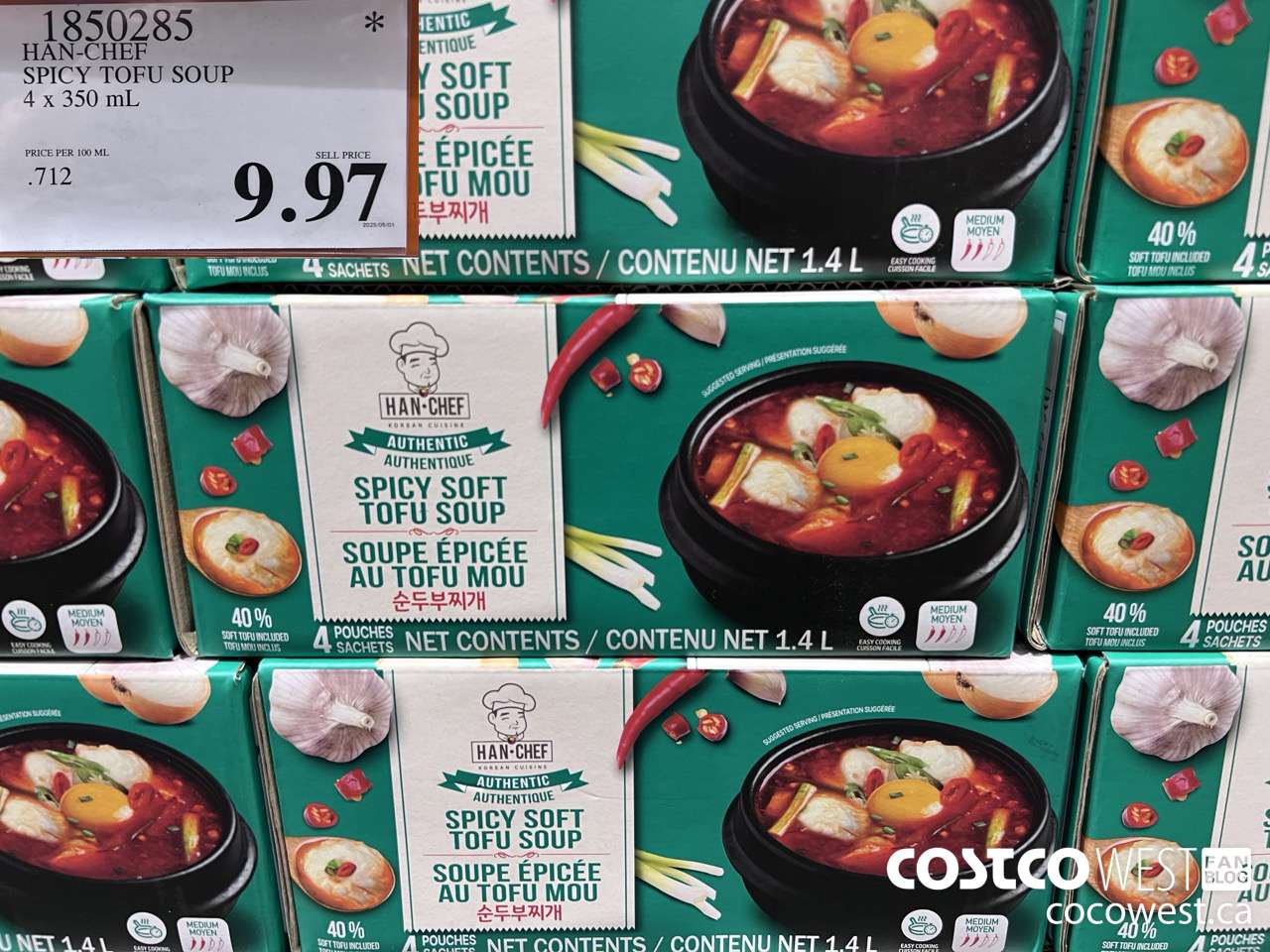 1850285 HAN-CHEF SPICY TOFU SOUP 4 X 350ML $9.97