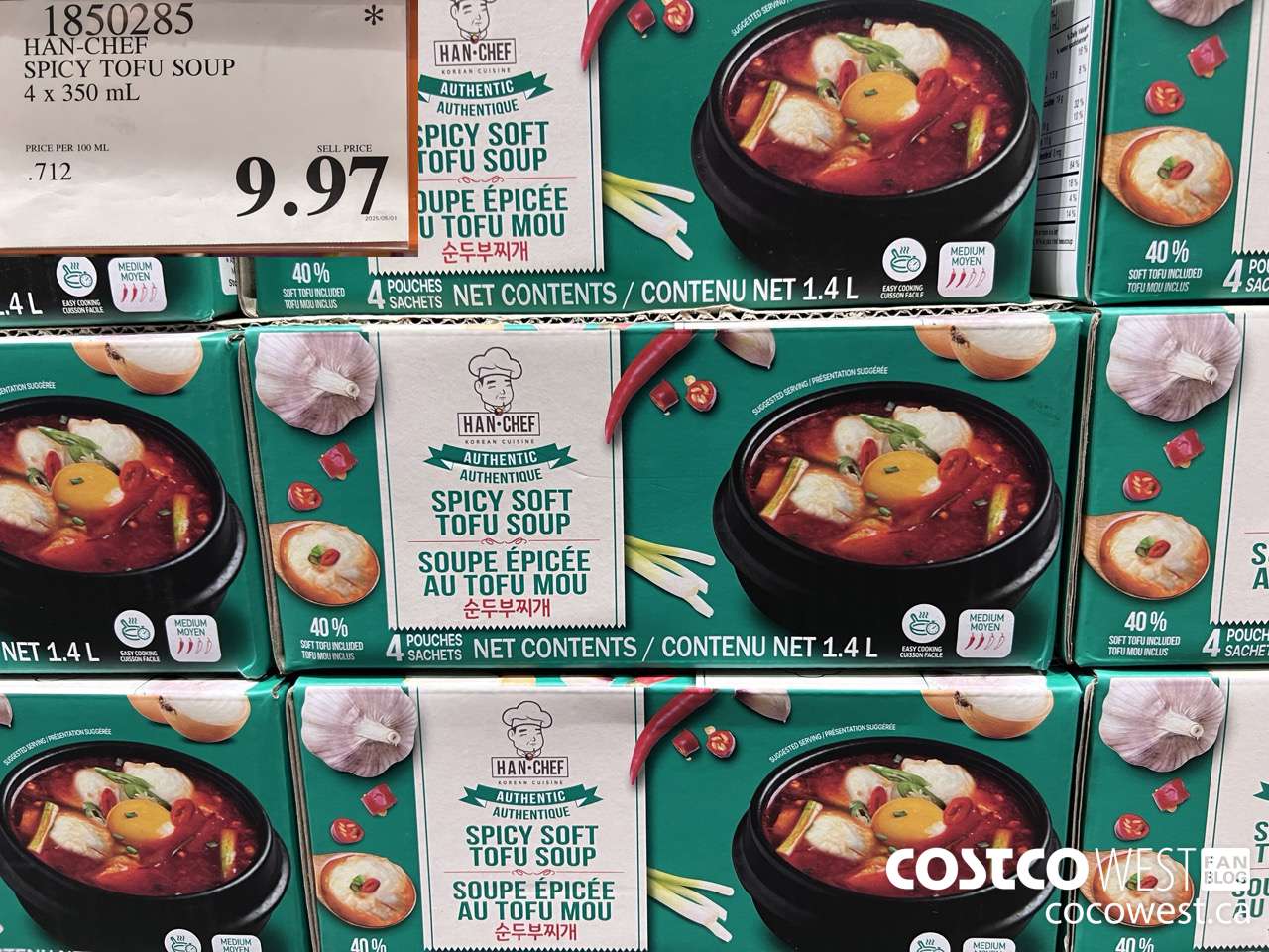 1850285 HAN-CHEF SPICY TOFU SOUP 4 X 350ML $9.97