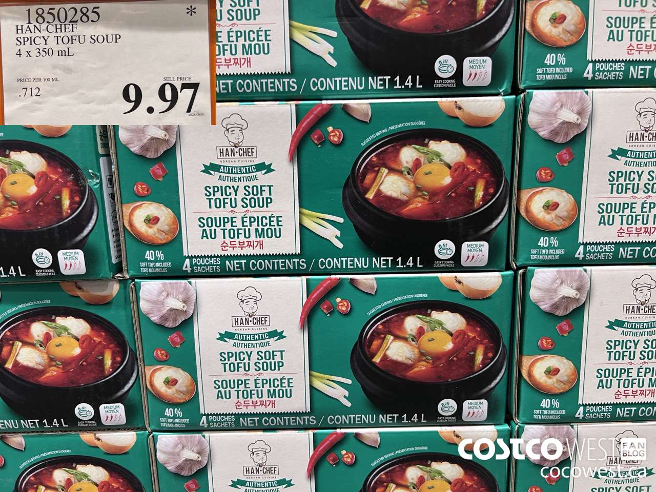 1850285 HAN-CHEF SPICY TOFU SOUP 4 X 350ML $9.97