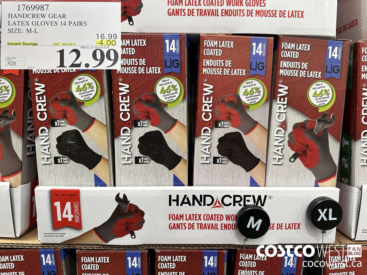 1769987 HANDCREW GEAR LATEX GLOVES 14 PAIR SIZE M-L ($4.00 INSTANT SAVINGS EXPIRES ON 2025-05-11) $12.99