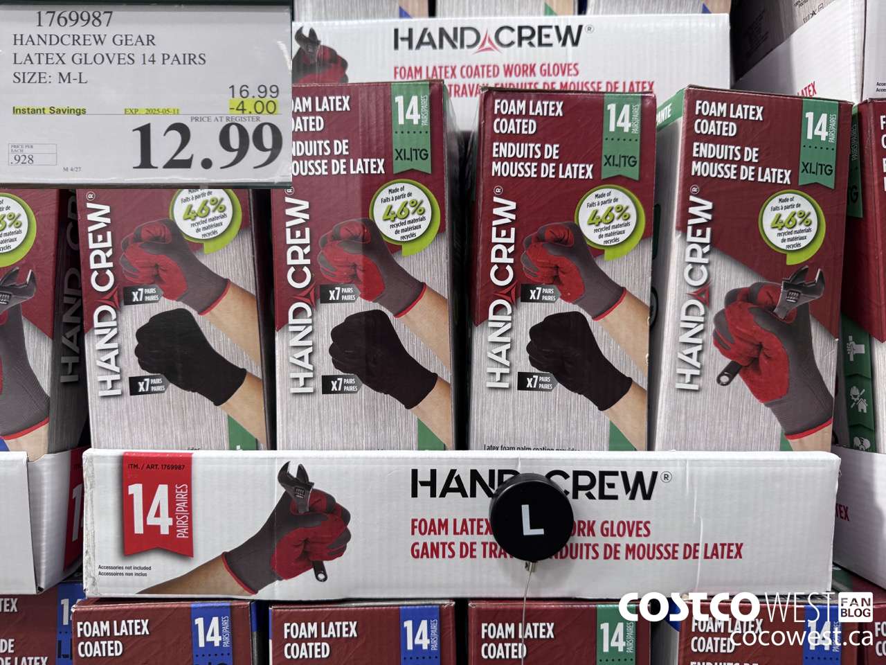 1769987 HANDCREW GEAR LATEX GLOVES 14 PAIR SIZE M-L ($4.00 INSTANT SAVINGS EXPIRES ON 2025-05-11) $12.99