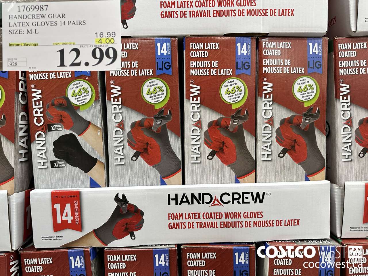 1769987 HANDCREW GEAR LATEX GLOVES 14 PAIR SIZE M-L ($4.00 INSTANT SAVINGS EXPIRES ON 2025-05-11) $12.99