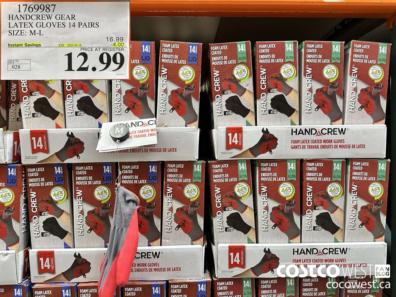 1769987 HANDCREW GEAR LATEX GLOVES 14 PAIR SIZE M-L ($4.00 INSTANT SAVINGS EXPIRES ON 2025-05-18) $12.99