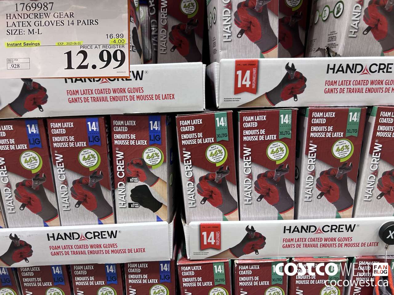 1769987 HANDCREW GEAR LATEX GLOVES 14 PAIR SIZE M-L ($4.00 INSTANT SAVINGS EXPIRES ON 2025-06-01) $12.99