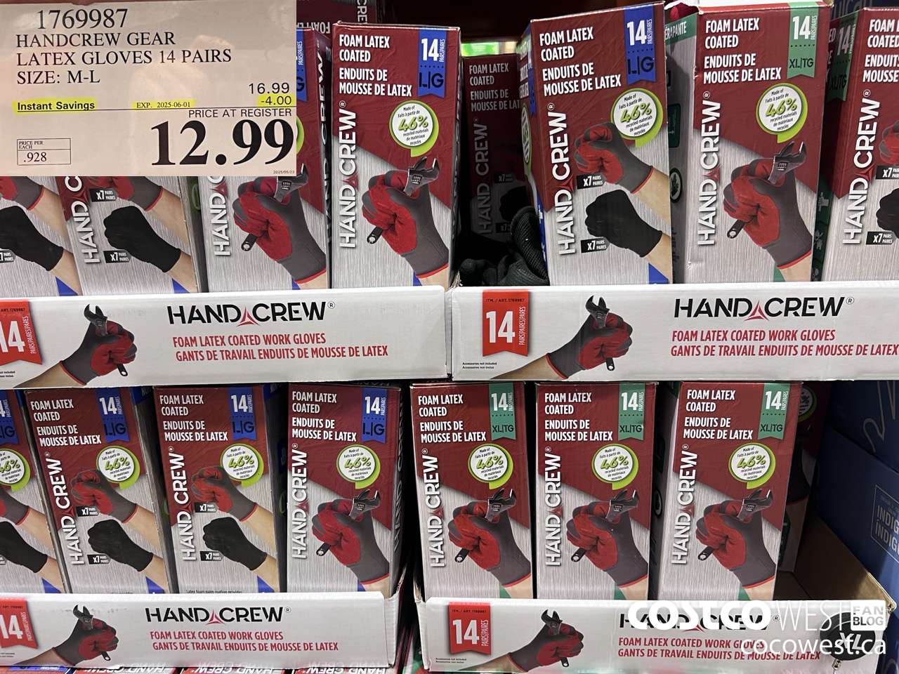 1769987 HANDCREW GEAR LATEX GLOVES 14 PAIR SIZE M-L ($4.00 INSTANT SAVINGS EXPIRES ON 2025-06-01) $12.99