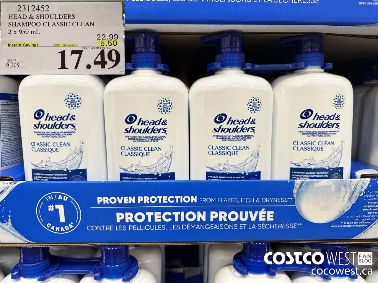2312452 HEAD & SHOULDERS SHAMPOO CLASSIC CLEAN 2 X 950 ML ($5.50 INSTANT SAVINGS EXPIRES ON 2025-05-11) $17.49