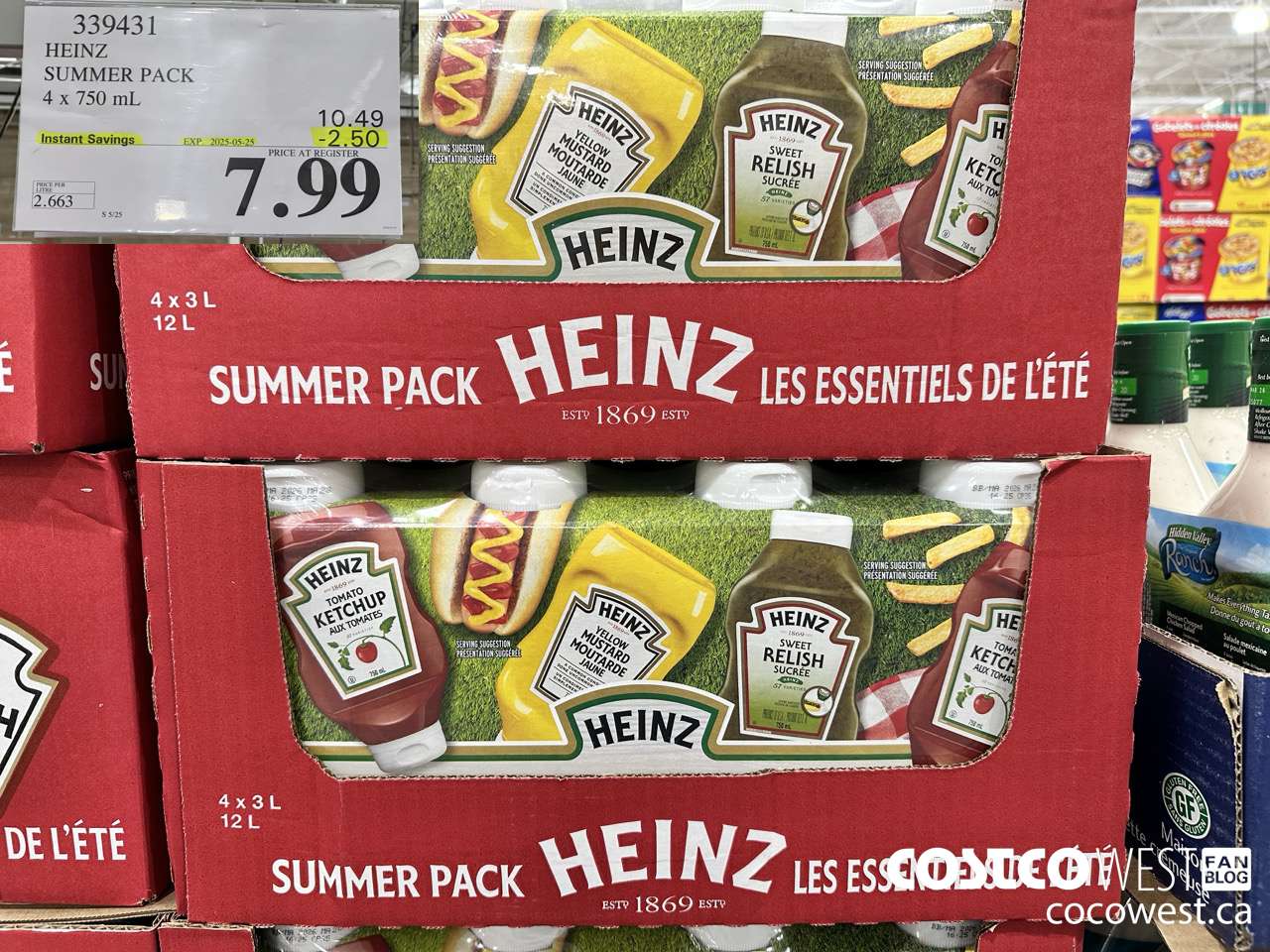 339431 HEINZ SUMMER PACK 4 X 750 ML ($2.50 INSTANT SAVINGS EXPIRES ON 2025-05-25) $7.99