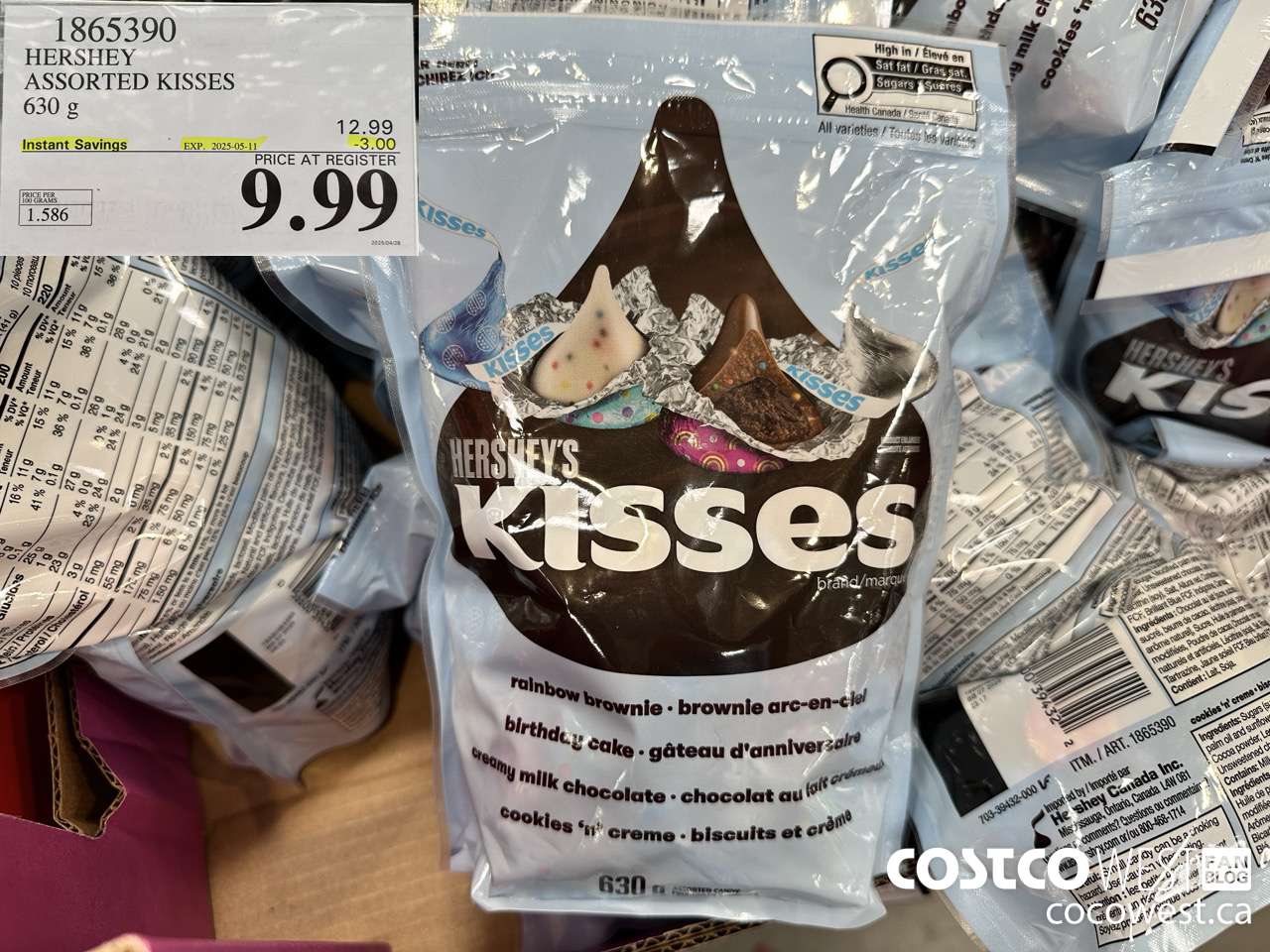 1865390 HERSHEY ASSORTED KISSES 630G ($3.00 INSTANT SAVINGS EXPIRES ON 2025-05-11) $9.99