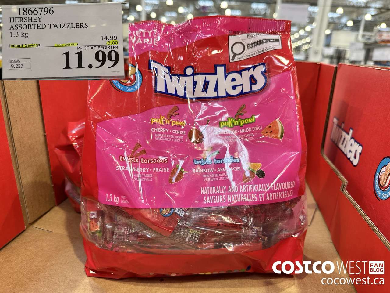1866796 HERSHEY ASSORTED TWIZZLERS 1.3KG ($3.00 INSTANT SAVINGS EXPIRES ON 2025-05-18) $11.99