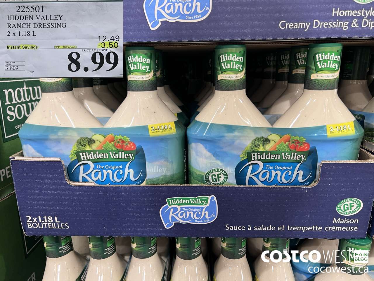 225501 HIDDEN VALLEY RANCH DRESSING 2 x 1.18 L ($3.50 INSTANT SAVINGS EXPIRES ON 2025-06-08) $8.99
