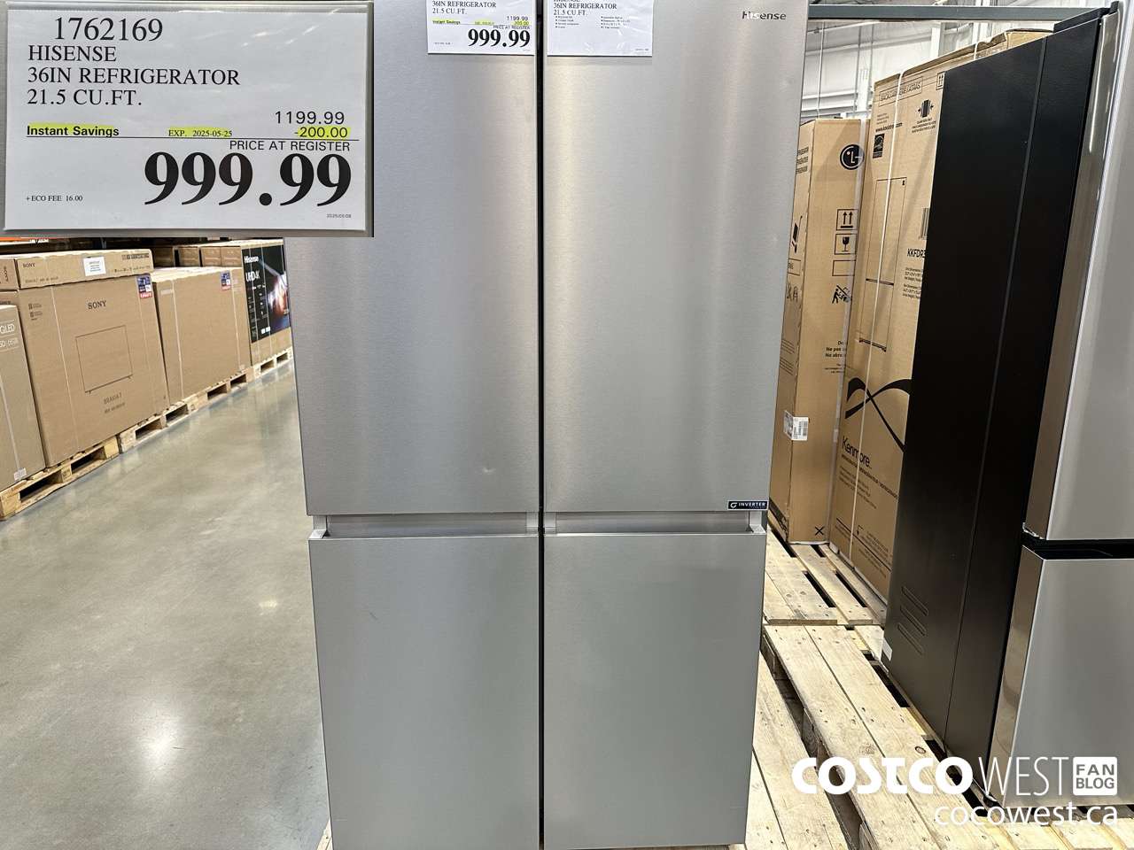 1762169 HISENSE 36IN REFRIGERATOR 21.5 CUFT ($200.00 INSTANT SAVINGS EXPIRES ON 2025-05-25) $999.99