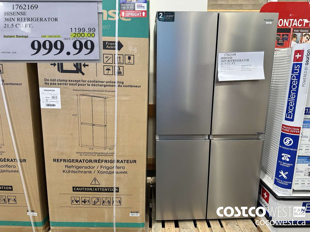 1762169 HISENSE 36IN REFRIGERATOR 21.5 CUFT ($200.00 INSTANT SAVINGS EXPIRES ON 2025-05-25) $999.99