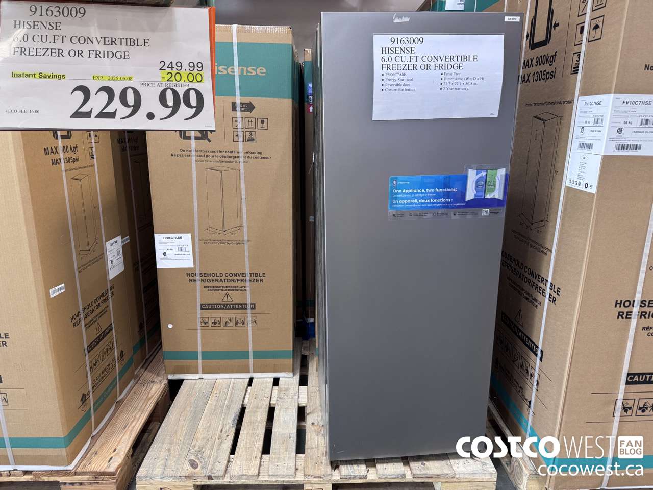 9163009 HISENSE 6.0 CUFT CONVERTIBLE FREEZER OR FRIDGE ($20.00 INSTANT SAVINGS EXPIRES ON 2025-05-08) $229.99