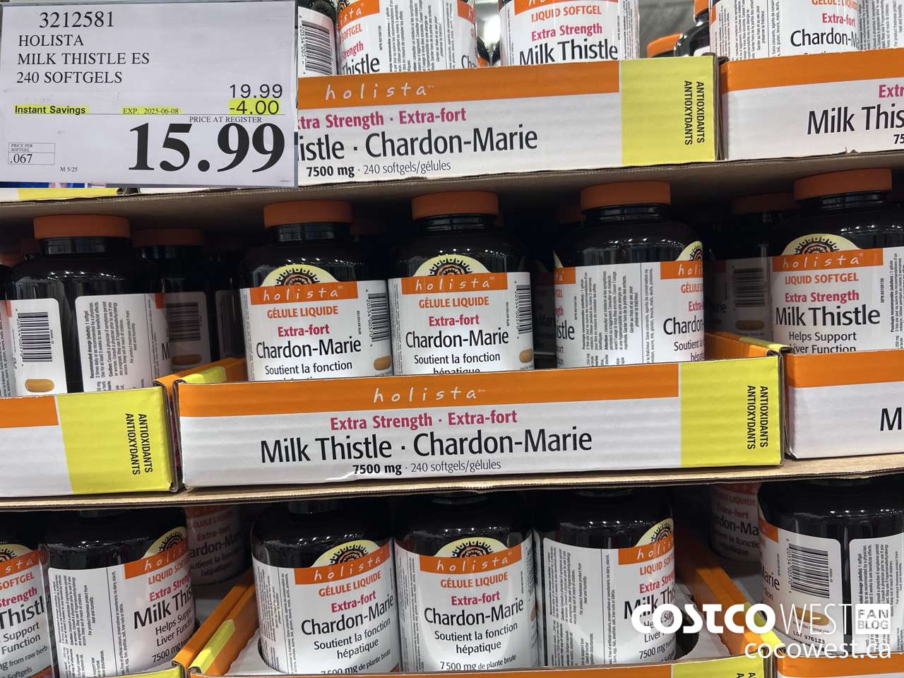 3212581 HOLISTA MILK THISTLE ES 250 mg 240 softgels ($4.00 INSTANT SAVINGS EXPIRES ON 2025-06-08) $15.99