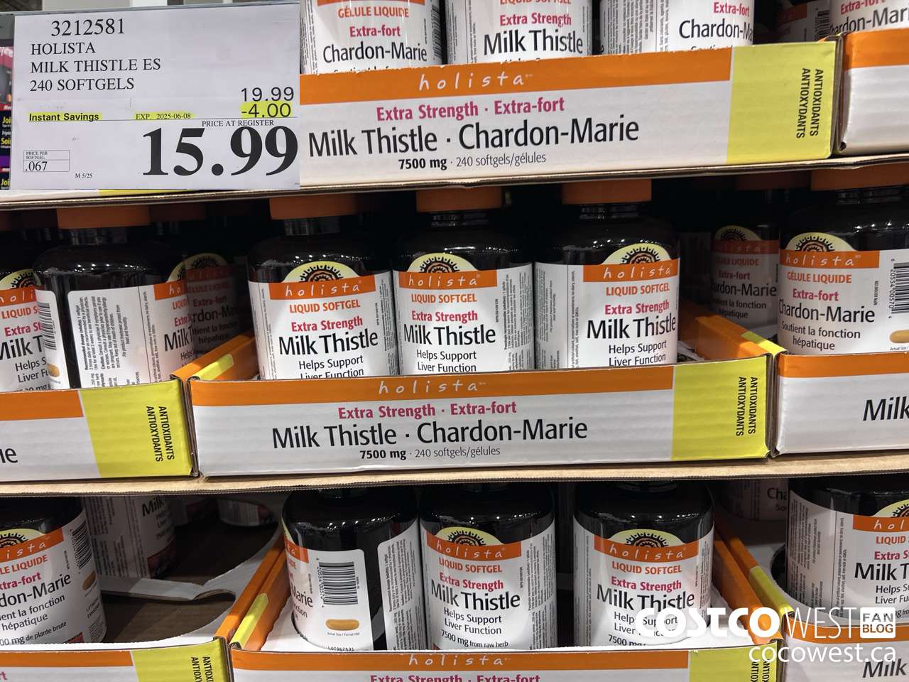3212581 HOLISTA MILK THISTLE ES 250 mg 240 softgels ($4.00 INSTANT SAVINGS EXPIRES ON 2025-06-08) $15.99