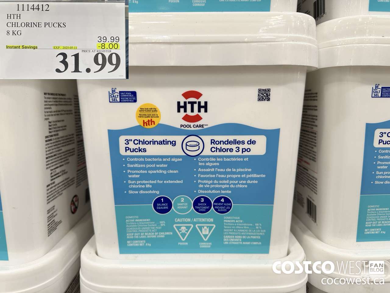 1114412 HTH CHLORINE PUCKS 8 KG ($8.00 INSTANT SAVINGS EXPIRES ON 2025-05-11) $31.99
