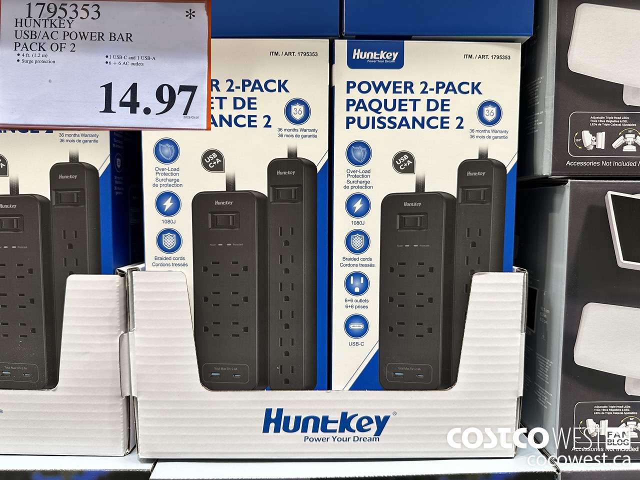 1795353 HUNTKEY USB/AC POWER BAR PACK OF 2 $14.97