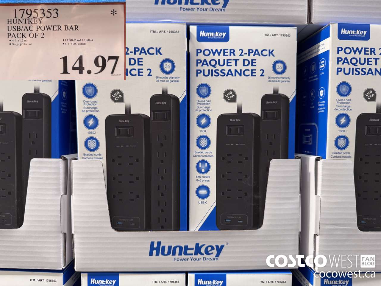 1795353 HUNTKEY USB/AC POWER BAR PACK OF 2 $14.97