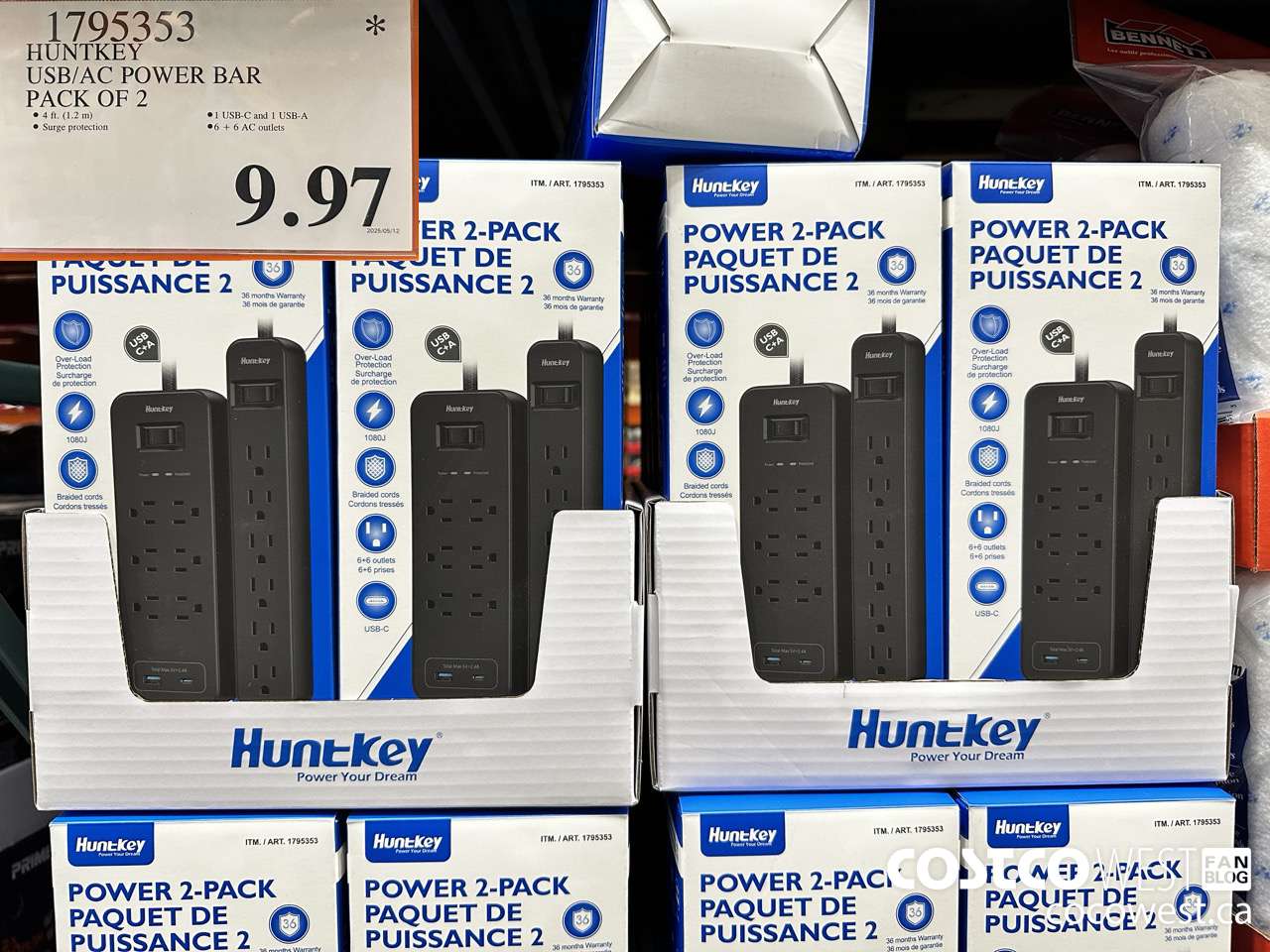 1795353 HUNTKEY USB/AC POWER BAR PACK OF 2 $9.97