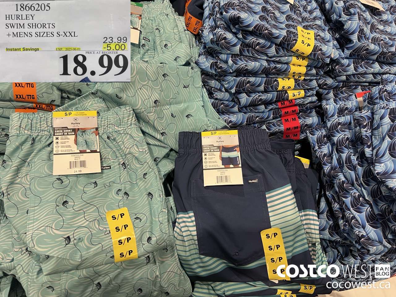 1866205 HURLEY SWIM SHORTS MENS SIZES S-XXL ($5.00 INSTANT SAVINGS EXPIRES ON 2025-06-01) $18.99