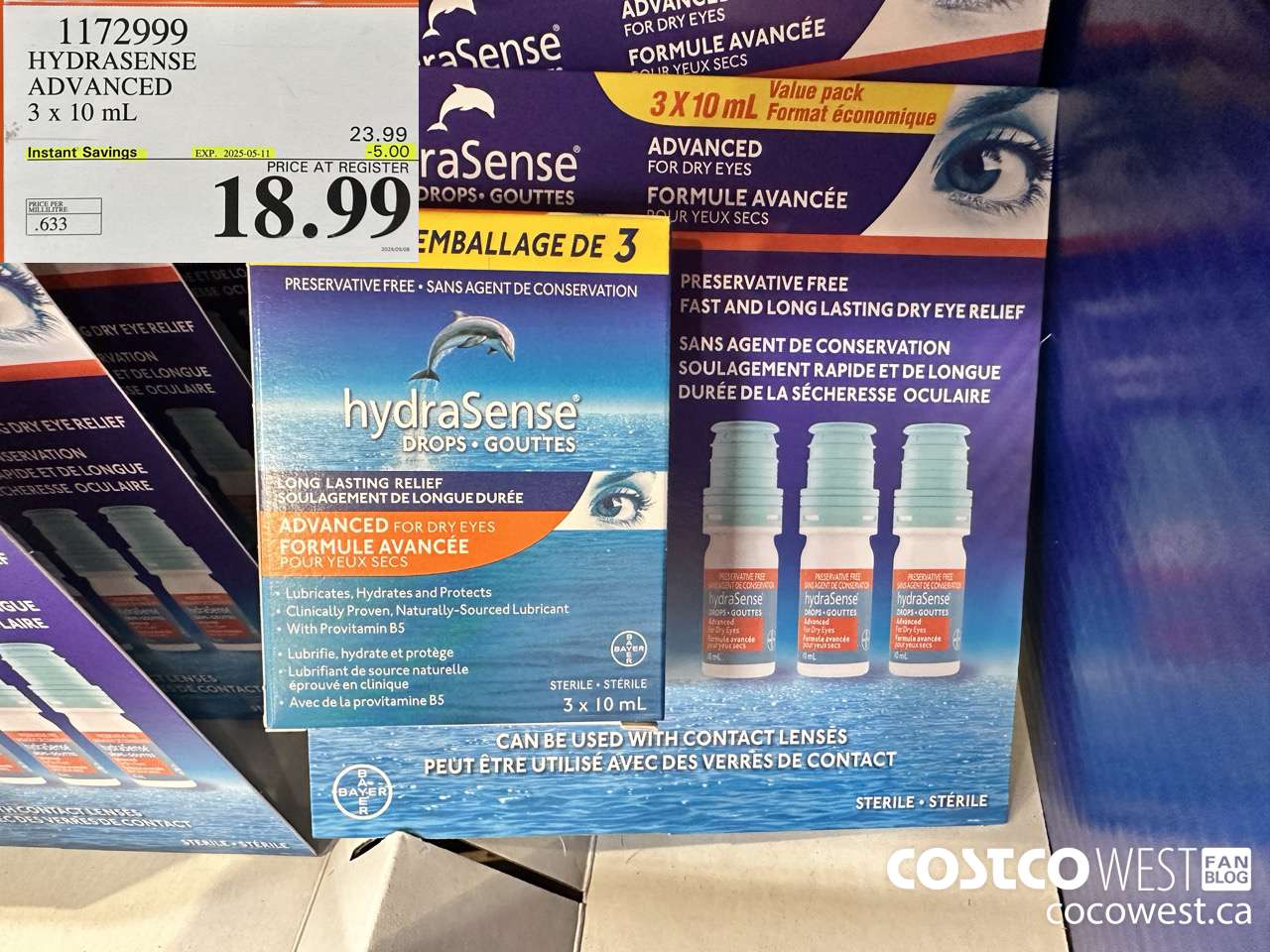 1172999 HYDRASENSE ADVANCED 3 x 10ML ($5.00 INSTANT SAVINGS EXPIRES ON 2025-05-11) $18.99