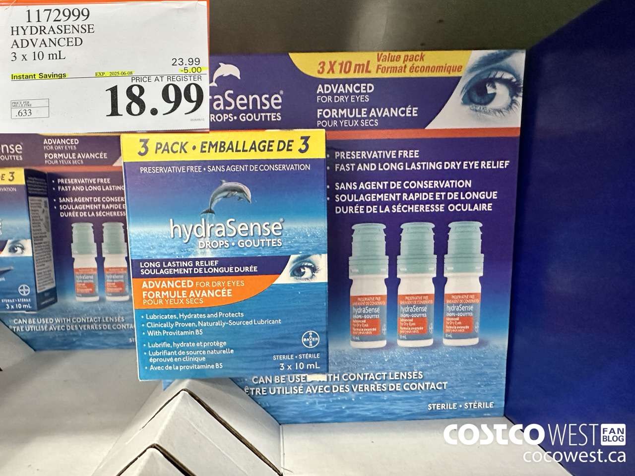 1172999 HYDRASENSE ADVANCED 3 x 10ML ($5.00 INSTANT SAVINGS EXPIRES ON 2025-06-08) $18.99