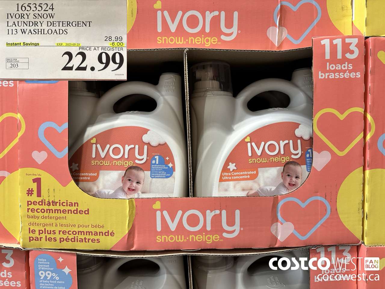 1653524 IVORY SNOW LAUNDRY DETERGENT 113 WASHLOADS ($6.00 INSTANT SAVINGS EXPIRES ON 2025-05-25) $22.99