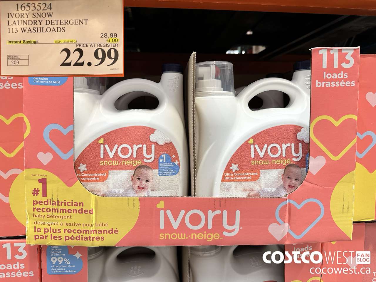 1653524 IVORY SNOW LAUNDRY DETERGENT 113 WASHLOADS ($6.00 INSTANT SAVINGS EXPIRES ON 2025-05-25) $22.99