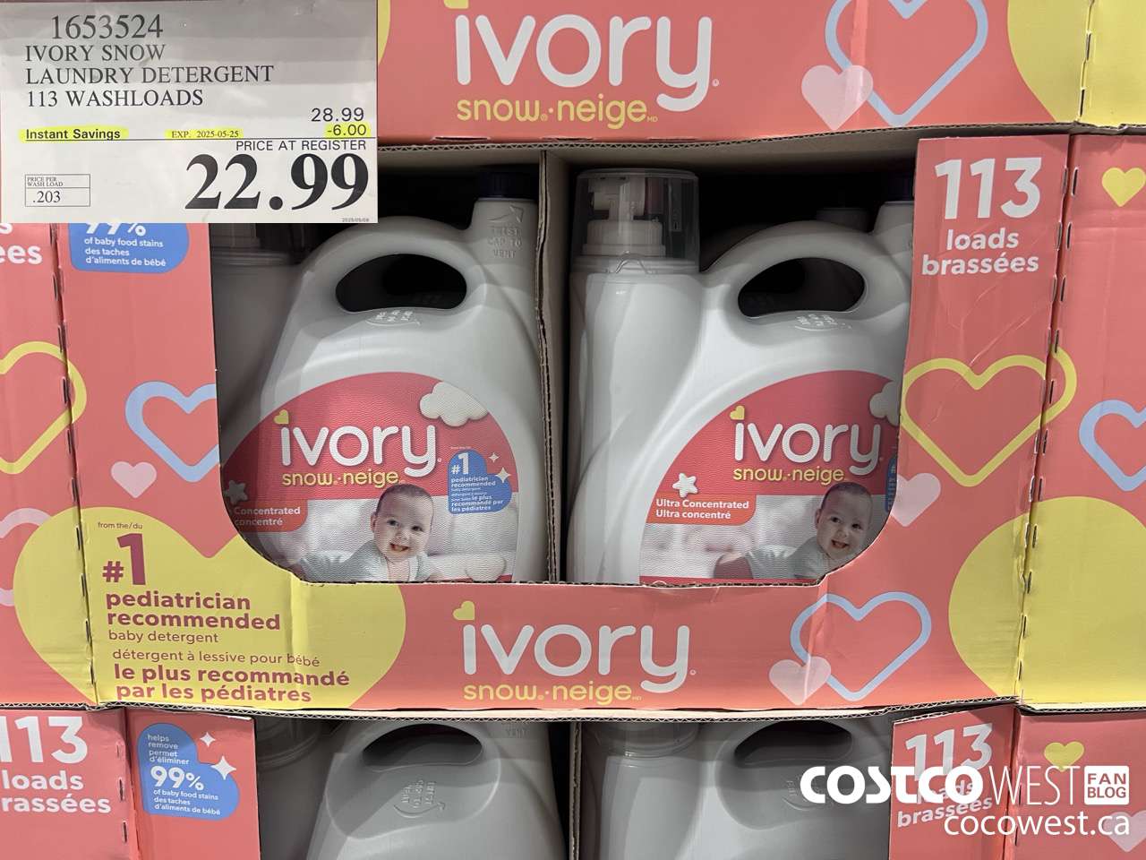 1653524 IVORY SNOW LAUNDRY DETERGENT 113 WASHLOADS ($6.00 INSTANT SAVINGS EXPIRES ON 2025-05-25) $22.99