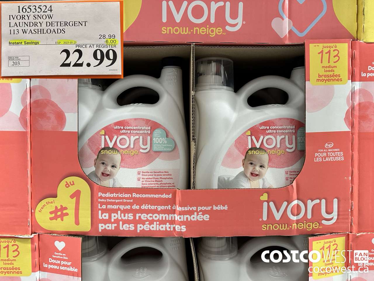 1653524 IVORY SNOW LAUNDRY DETERGENT 113 WASHLOADS ($6.00 INSTANT SAVINGS EXPIRES ON 2025-05-25) $22.99