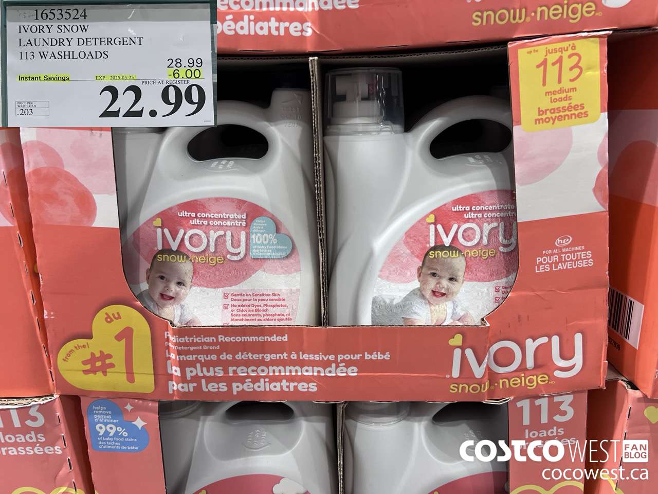 1653524 IVORY SNOW LAUNDRY DETERGENT 113 WASHLOADS ($6.00 INSTANT SAVINGS EXPIRES ON 2025-05-25) $22.99