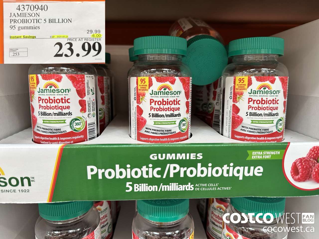 4370940 JAMIESON PROBIOTIC 5 BILLION 95 GUMMIES ($6.00 INSTANT SAVINGS EXPIRES ON 2025-05-25) $23.99