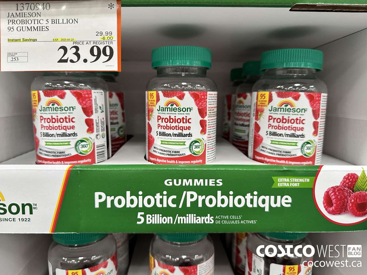 1370940 JAMIESON PROBIOTIC 5 BILLION 95 GUMMIES ($6.00 INSTANT SAVINGS EXPIRES ON 2025-05-25) $23.99