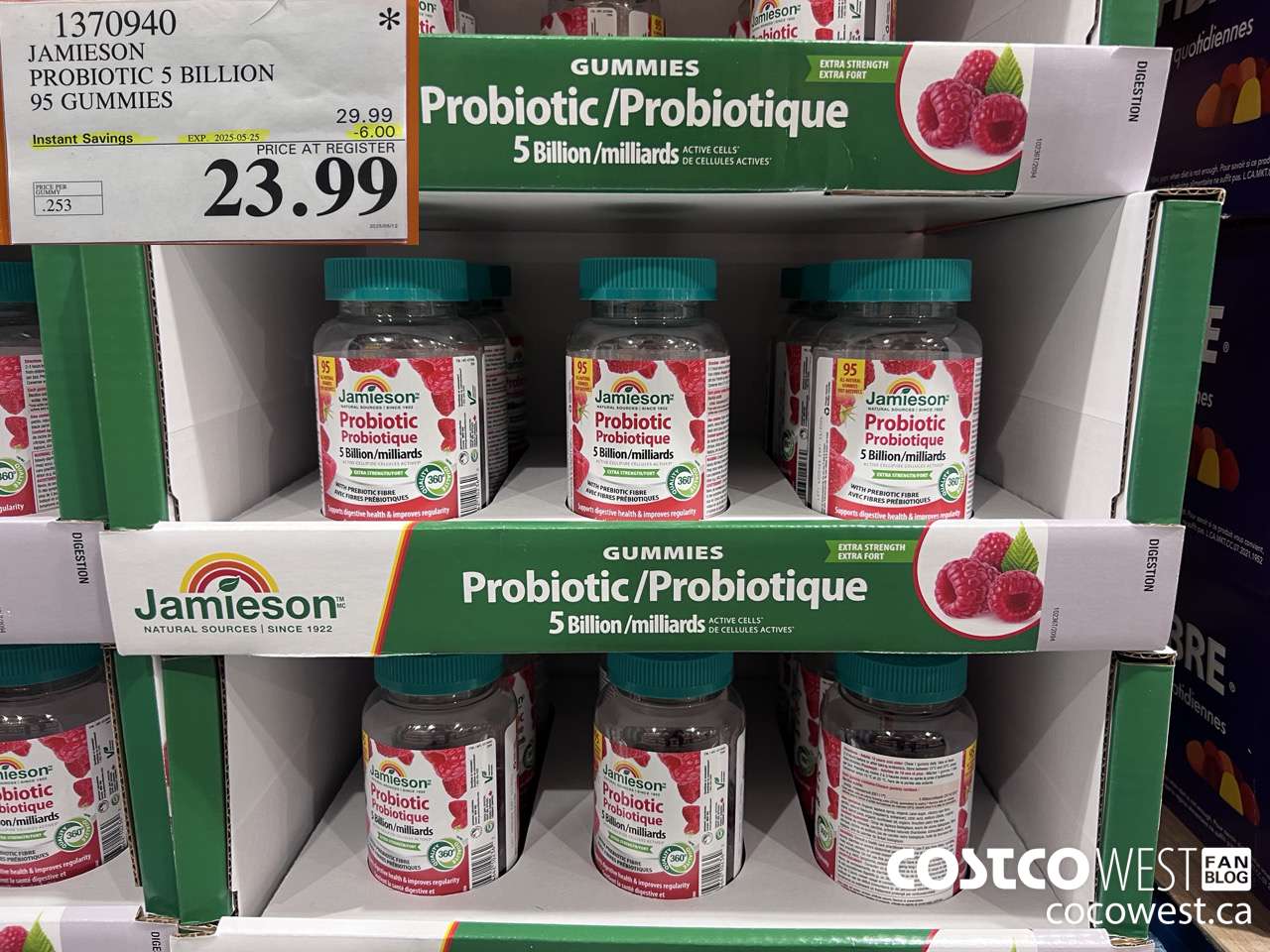 1370940 JAMIESON PROBIOTIC 5 BILLION 95 GUMMIES ($6.00 INSTANT SAVINGS EXPIRES ON 2025-05-25) $23.99