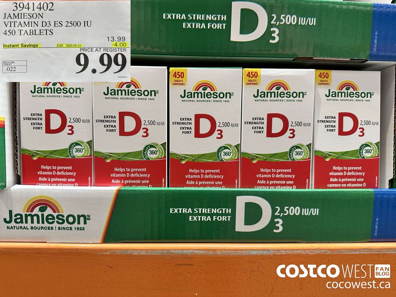 3941402 JAMIESON VITAMIN D3 2500IU 450 TABLETS ($4.00 INSTANT SAVINGS EXPIRES ON 2025-05-11) $9.99