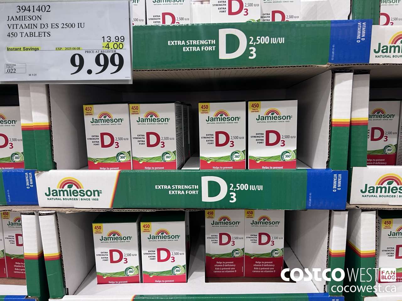 3941402 JAMIESON VITAMIN D3 2500IU 450 TABLETS ($4.00 INSTANT SAVINGS EXPIRES ON 2025-06-08) $9.99
