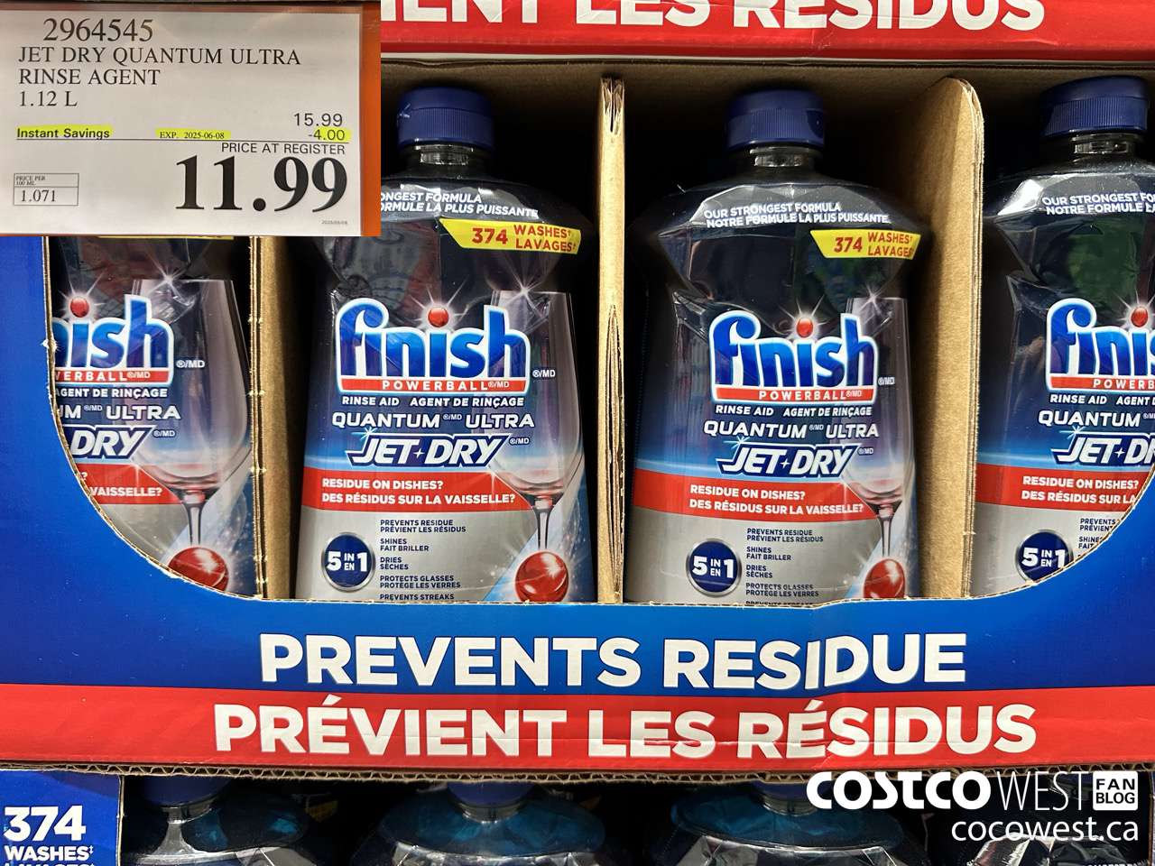 2964545 JET DRY QUANTUM ULTRA RINSE AGENT 1.12L ($4.00 INSTANT SAVINGS EXPIRES ON 2025-06-08) $11.99