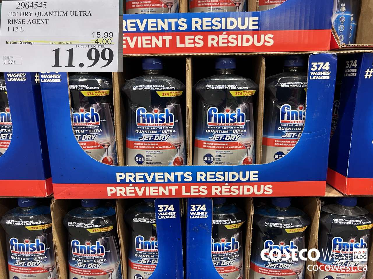 2964545 JET DRY QUANTUM ULTRA RINSE AGENT 1.12L ($4.00 INSTANT SAVINGS EXPIRES ON 2025-06-08) $11.99