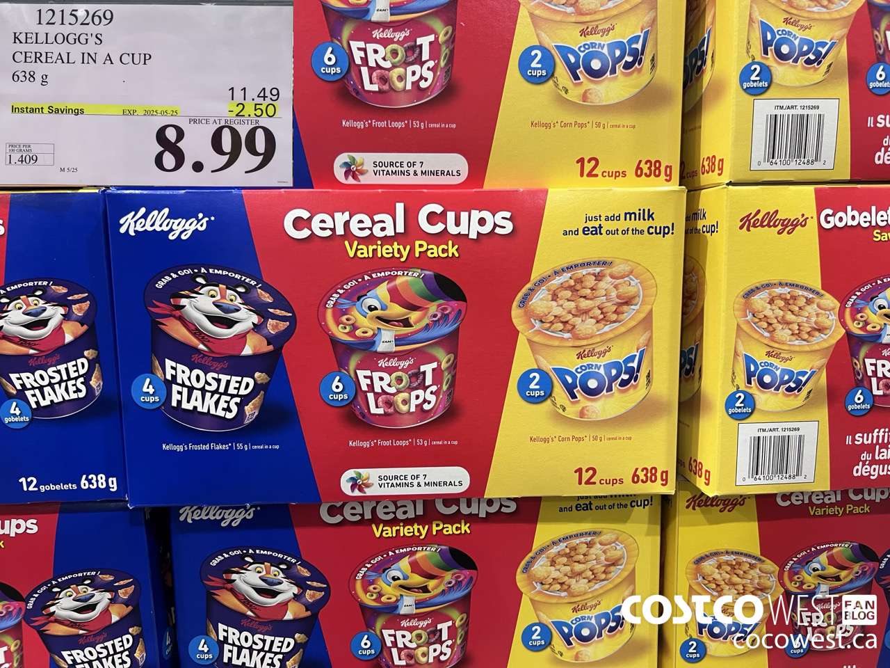 1215269 KELLOGG'S CEREAL IN A CUP 638 G ($2.50 INSTANT SAVINGS EXPIRES ON 2025-05-25) $8.99