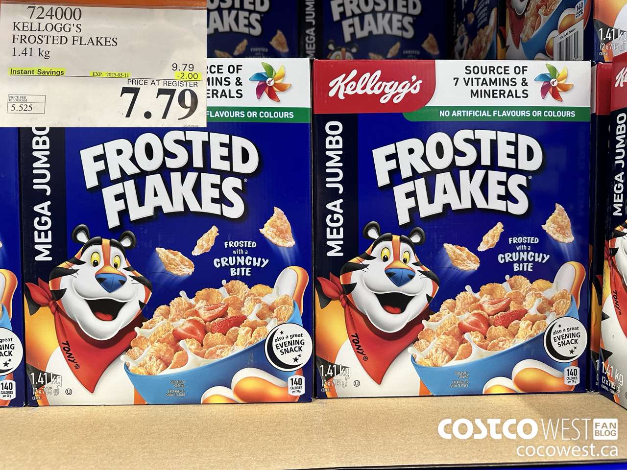 724000 KELLOGGS FROSTED FLAKES MEGA 1.41 kg ($2.00 INSTANT SAVINGS EXPIRES ON 2025-05-11) $7.79