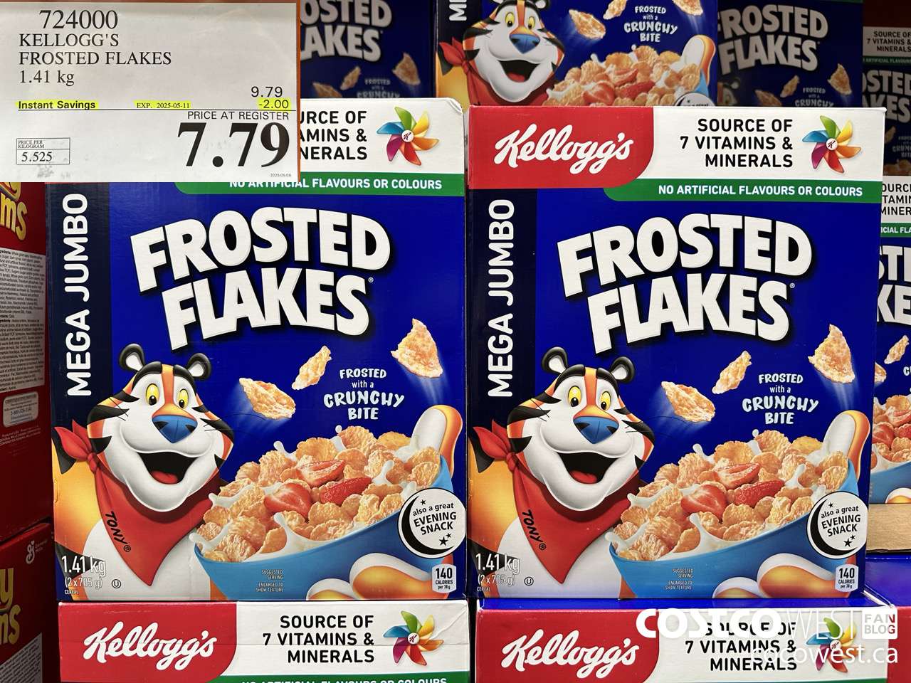 724000 KELLOGGS FROSTED FLAKES MEGA 1.41 kg ($2.00 INSTANT SAVINGS EXPIRES ON 2025-05-11) $7.79