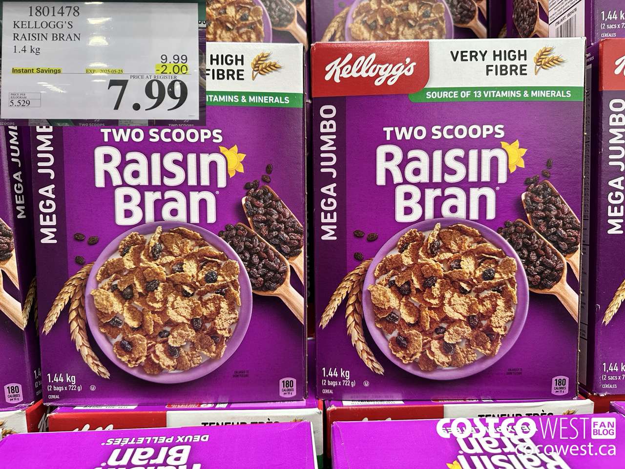 1801478 KELLOGG'S RAISIN BRAN 1.4KG ($2.00 INSTANT SAVINGS EXPIRES ON 2025-05-25) $7.99