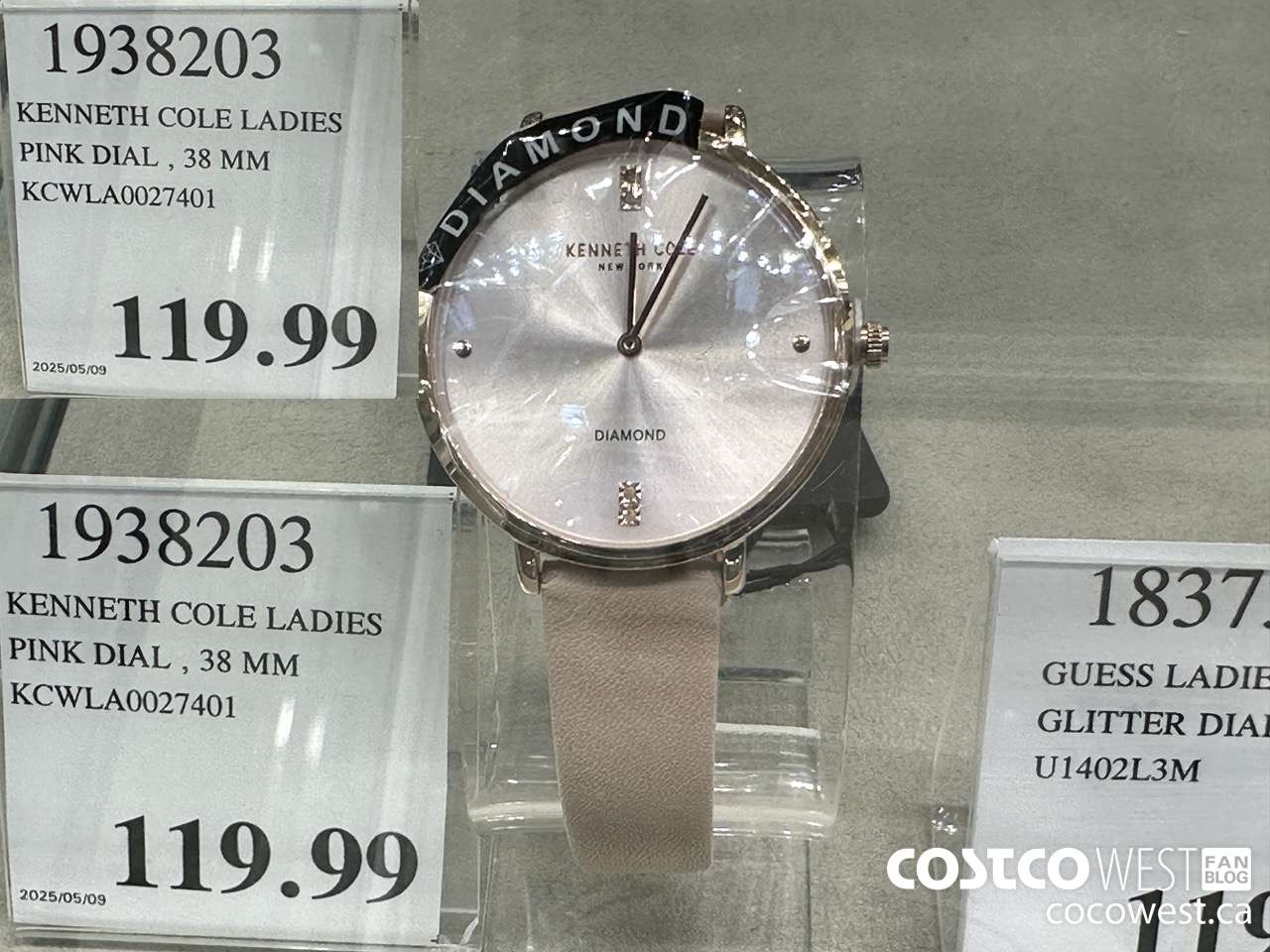 1938203 KENNETH COLE LADIES PINK DIAL, 38MM KCWLA0027401 $119.99