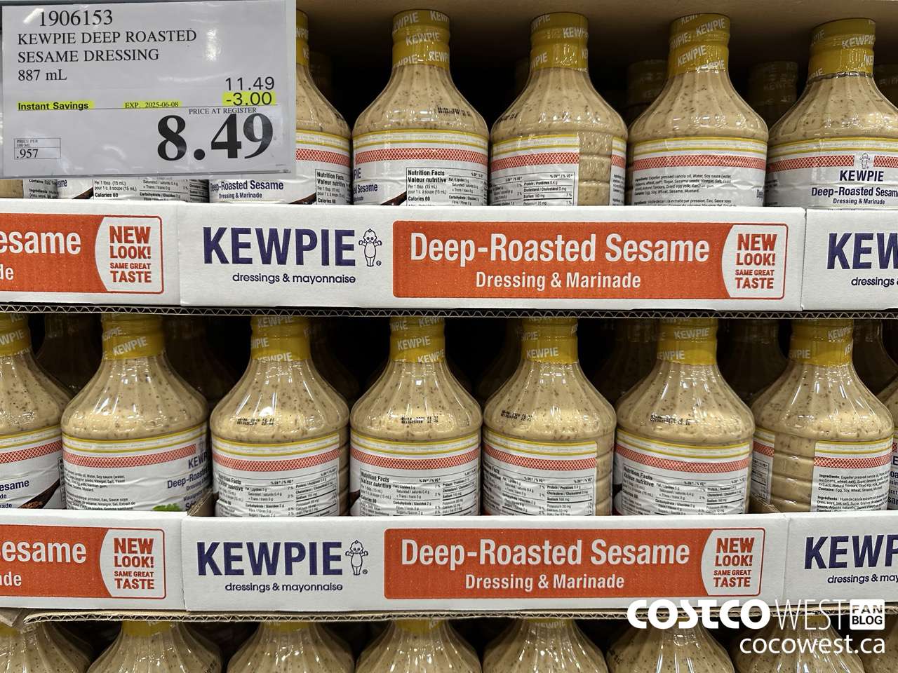 1906153 KEWPIE DEEP ROASTED SESAME DRESSING 887 mL ($3.00 INSTANT SAVINGS EXPIRES ON 2025-06-08) $8.49
